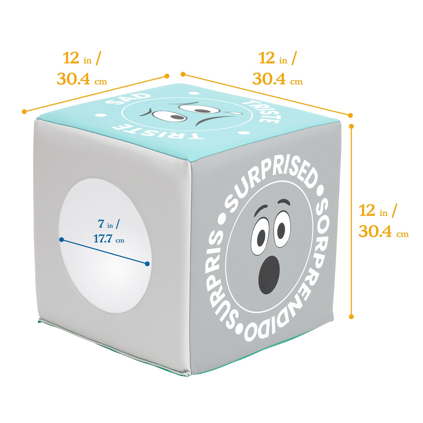 Trilingual Emotion Cube with Mirror, Social and Emotional Learning Toy