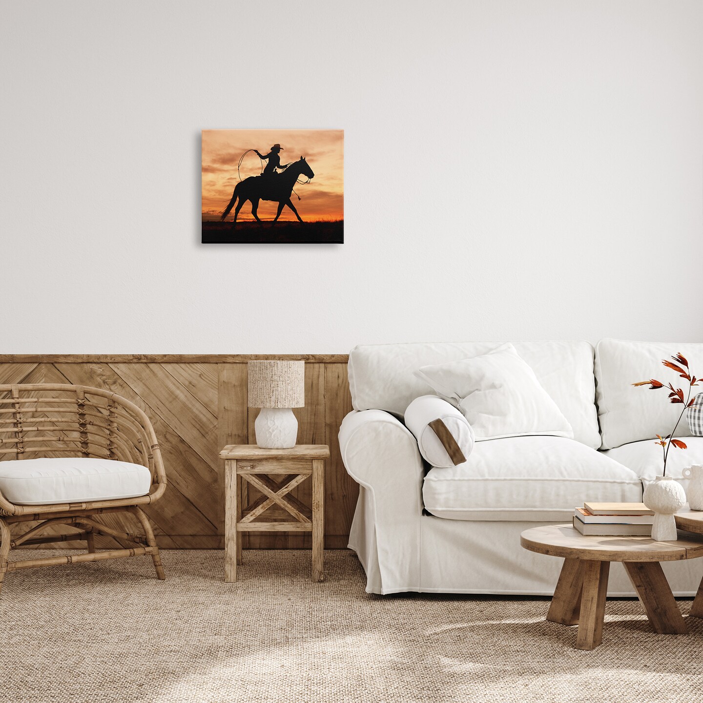 Stupell Industries Western Cowgirl Sunset Silhouette Canvas Wall Art