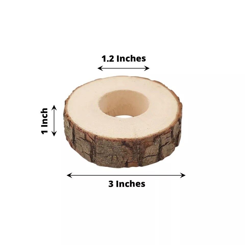 4-Pieces Birch Wood Slices Napkin Rings