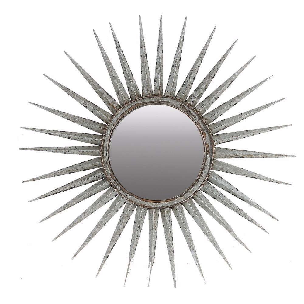 A and B Home Distressed Sun inspired Mirror- Saltoro Sherpi