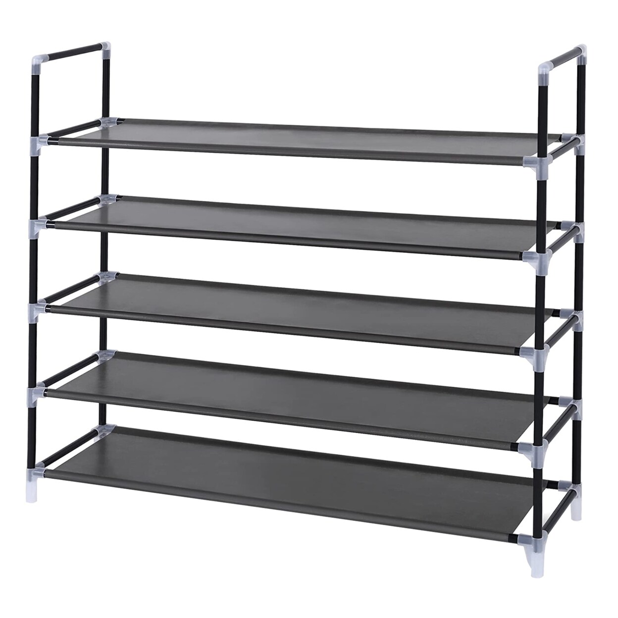 Steel Frame Shoe Rack Saltoro Sherpi 36 Inch 5 Tier Metal Frame Shoe Rack with Fabric Shelves ...