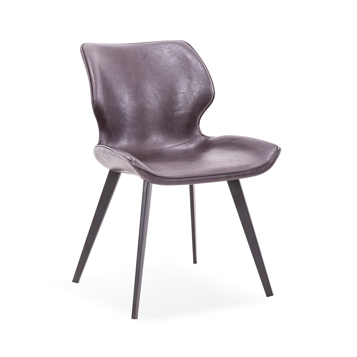 Saltoro Sherpi 22 Inch Dining Chair, Set of 2, Curved Backrest, Stylish Gray Vegan Leather-