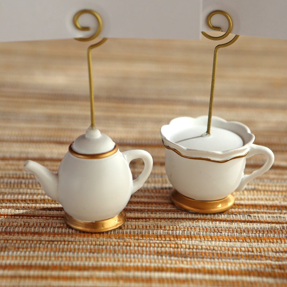 Kate Aspen Tea Time Whimsy Teapot and Teacup Place Card Holders, (6 Set of 6, 36 Pieces), Place Cards Included &#x2026; 