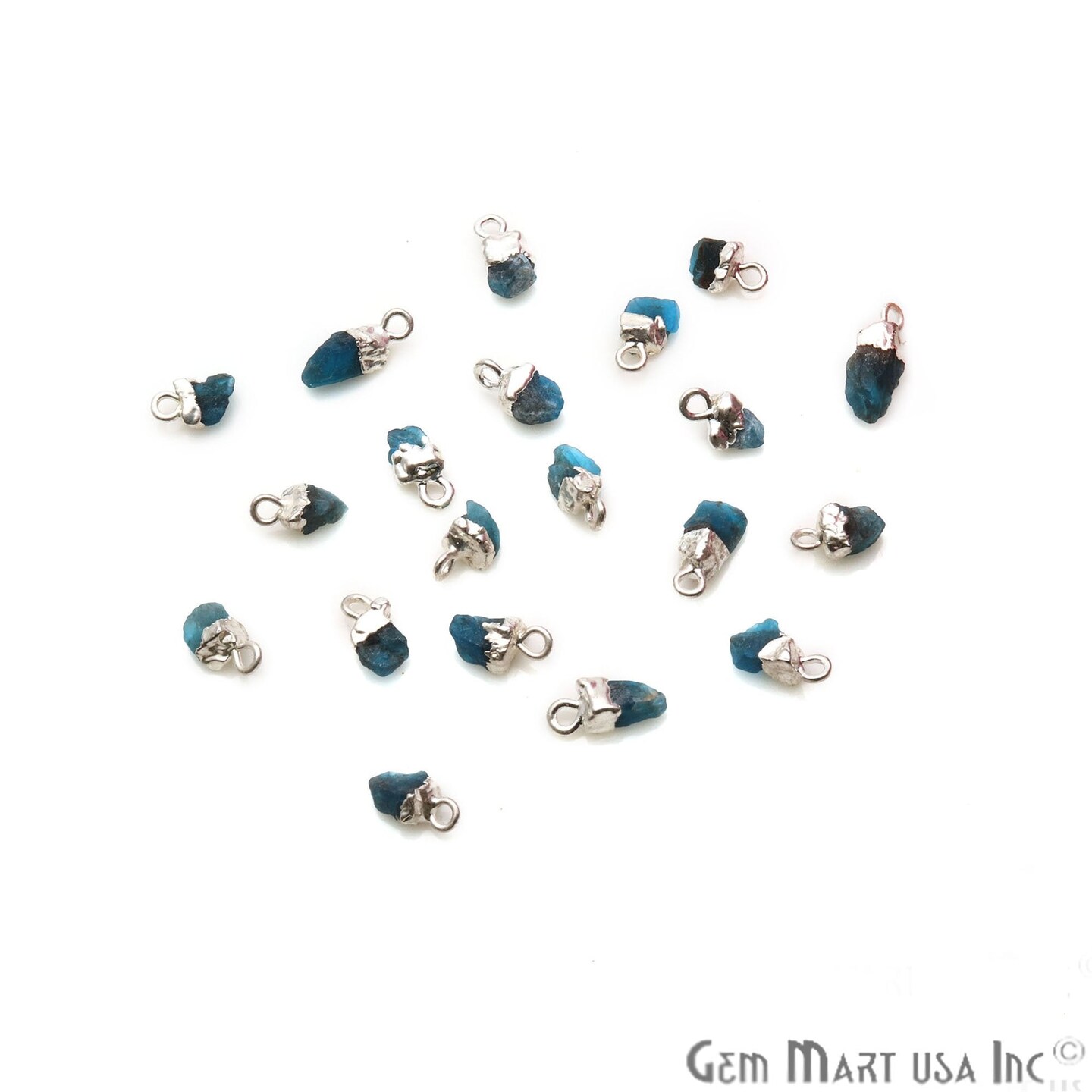 Rough Gemstone Pendant, Birthstone Raw Pendant, Silver Electroplated Connector Charms, 11X6mm (Approx), 1 pc, GemMartUSA (50469)