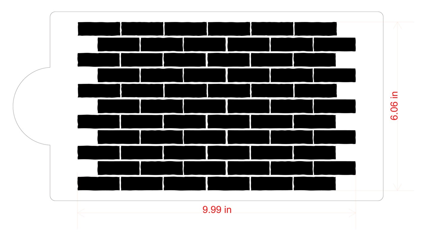 Brick Wall Cake Stencil Side | C1090 by Designer Stencils | Cake Decorating Tools | Baking Stencils for Royal Icing, Airbrush, Dusting Powder | Reusable Plastic Food Grade Stencil | Easy to Use