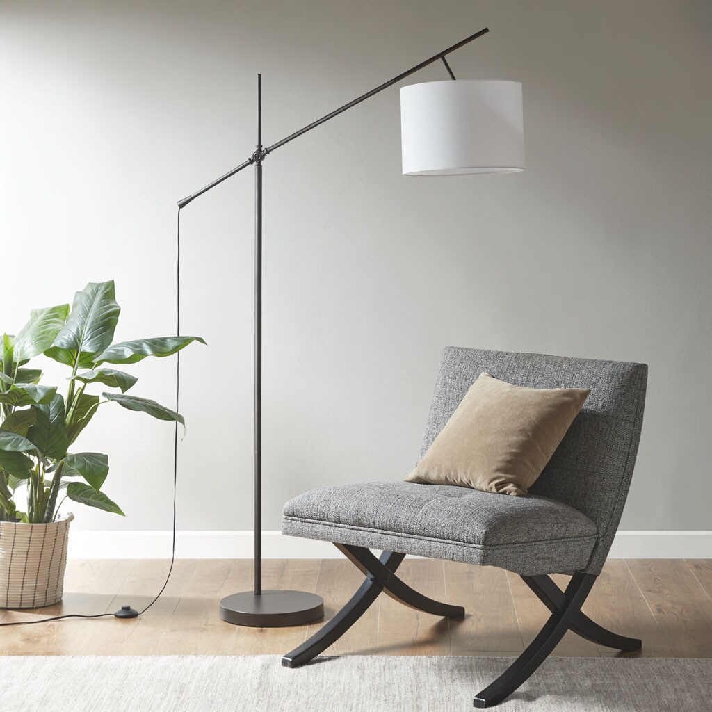 Gracie Mills   Adjustable Arched Floor Lamp with Drum Shade