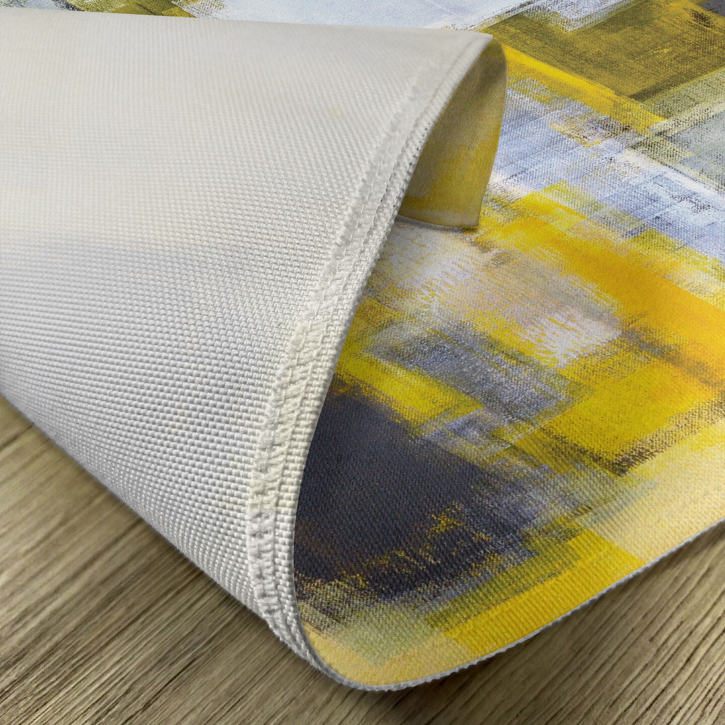 Ambesonne Yellow and Grey Place Mats Set of 4, Abstract Art Painting Design Modern Composition Brush Marks Pattern, Washable Fabric Placemats for Dining Table, Standard Size, Yellow Grey White