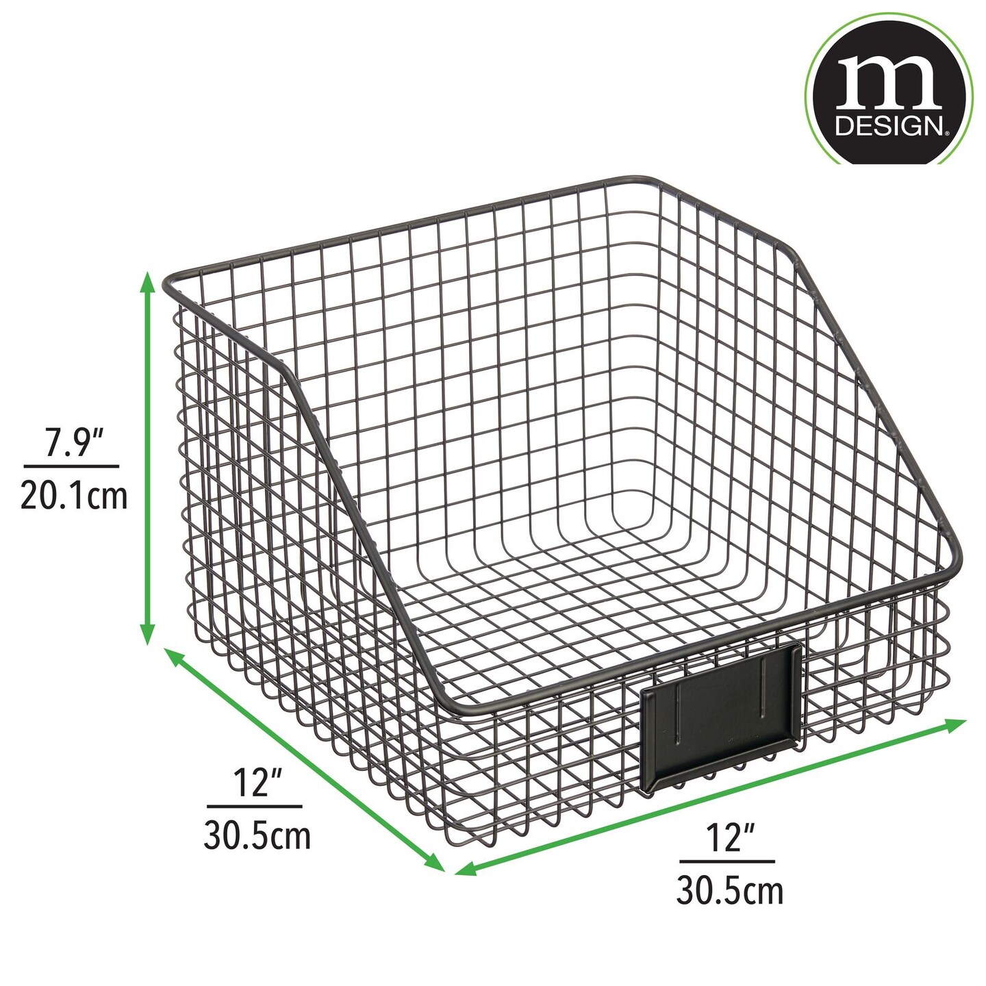 mDesign Slanted Front Kitchen Pantry Storage Organizer Basket - 2 Pack