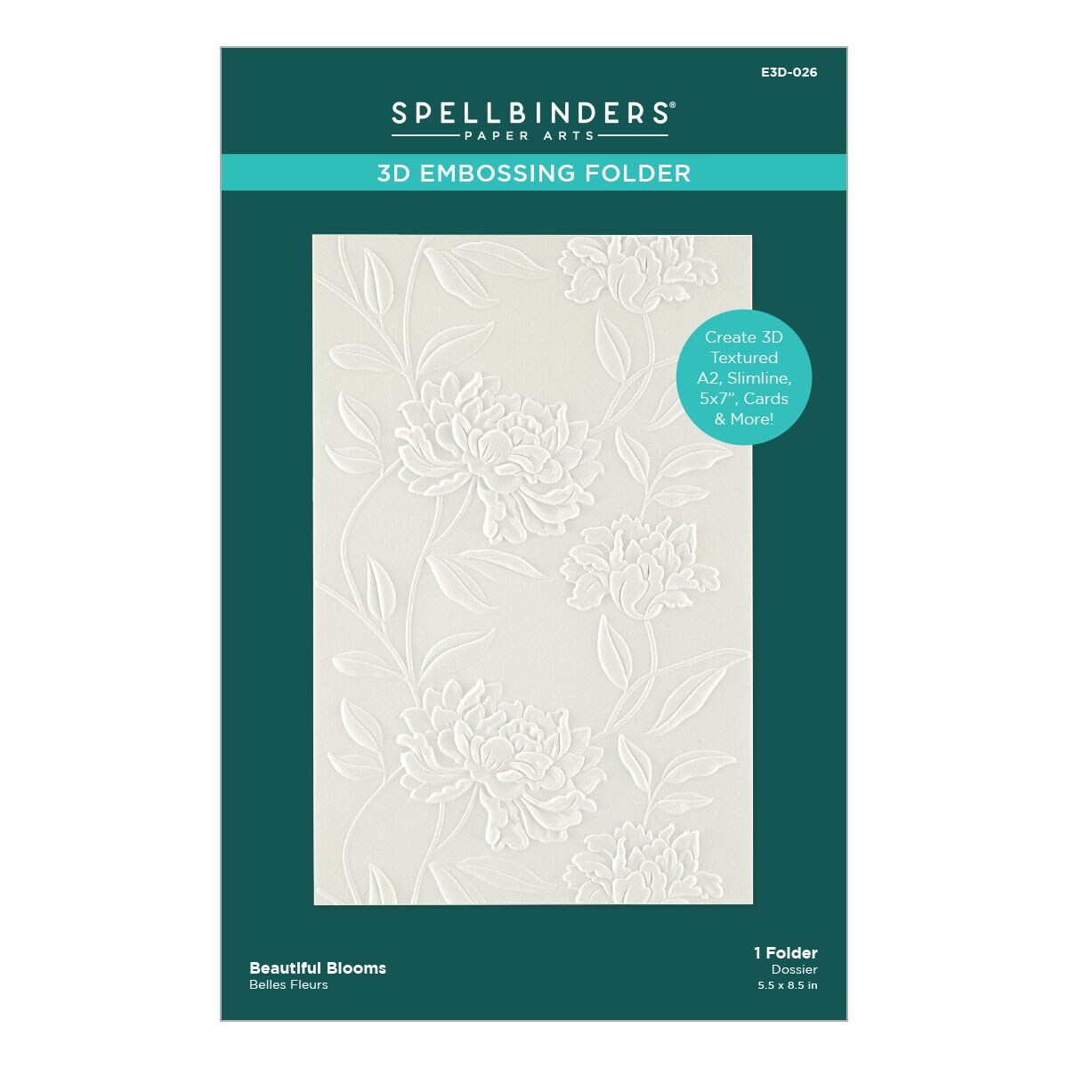 Spellbinders 3D Embossing Folder 5.5"X8.5"-Beautiful Blooms