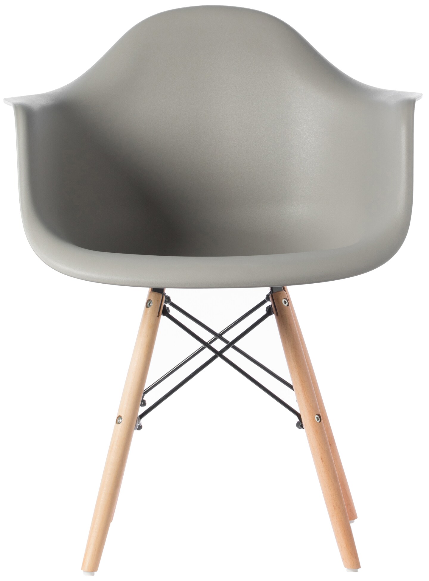 Mid-Century Modern Style Plastic DAW Shell Dining Arm Chair with Wooden Dowel Eiffel Legs