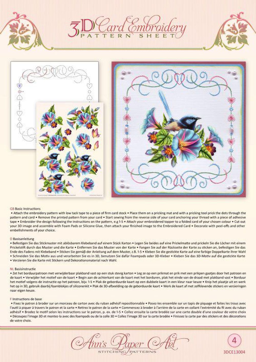 Ann&#x27;s Paper Art Ann Paper Embroidery Pattern - Morning Glory