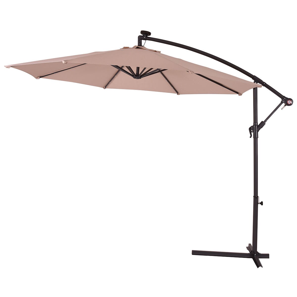 Costway 10' Hanging Solar LED Umbrella Patio Sun Shade Offset Market