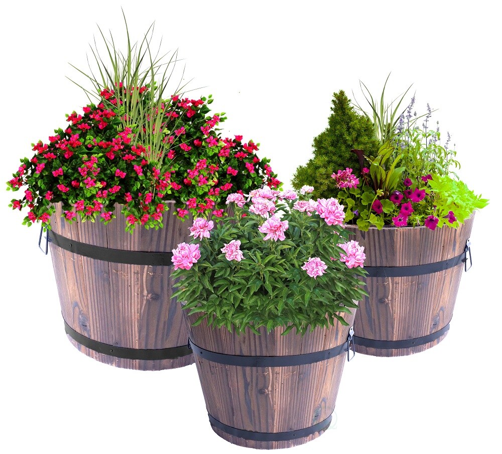 Wooden Whiskey Barrel Planters