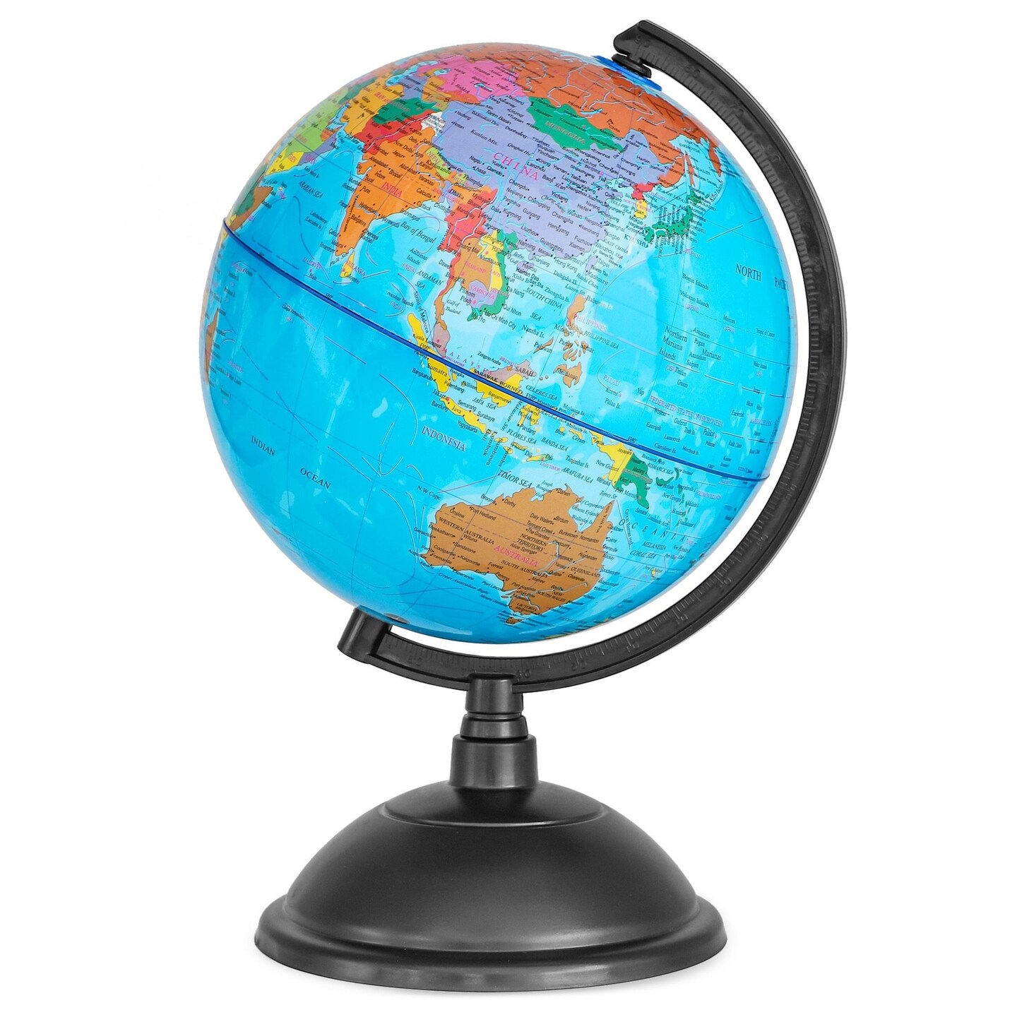 Rotating World Globe with Stand for Kids Learning, 8-inch Spinning Earth Globe for Classroom Geography Education