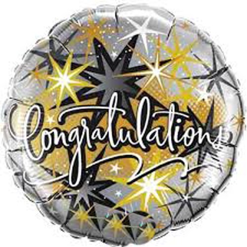 18-Inch Congratulations Elegant Silver/Gold Balloon