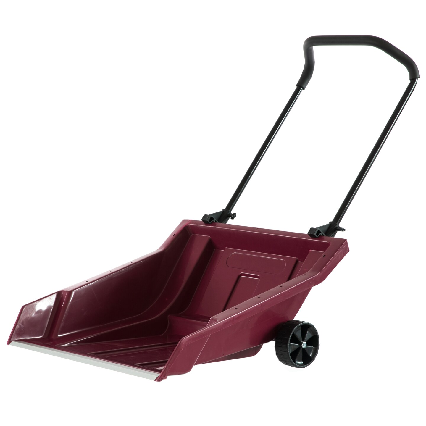 Heavy Duty Snow Rolling Remover with Wheels and Wide Blade, Red