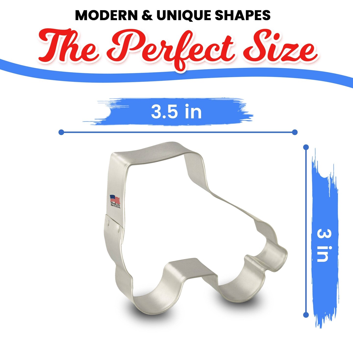 CookieCutter.com Cookie Cutters Roller Skate Cookie Cutter 3.75 in, Tin Plate Steel, Handmade in USA