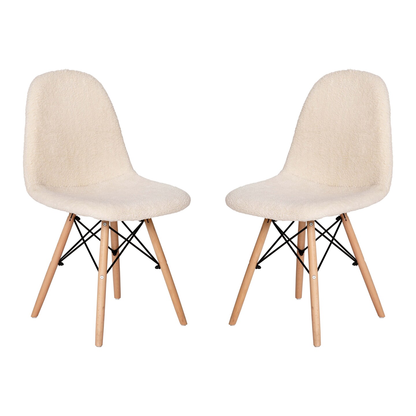 Merrick Lane Set of 2 Lyon Faux Shearling Accent Chairs, Modern Accent Chair For Bedroom, Entryway, and Living Room