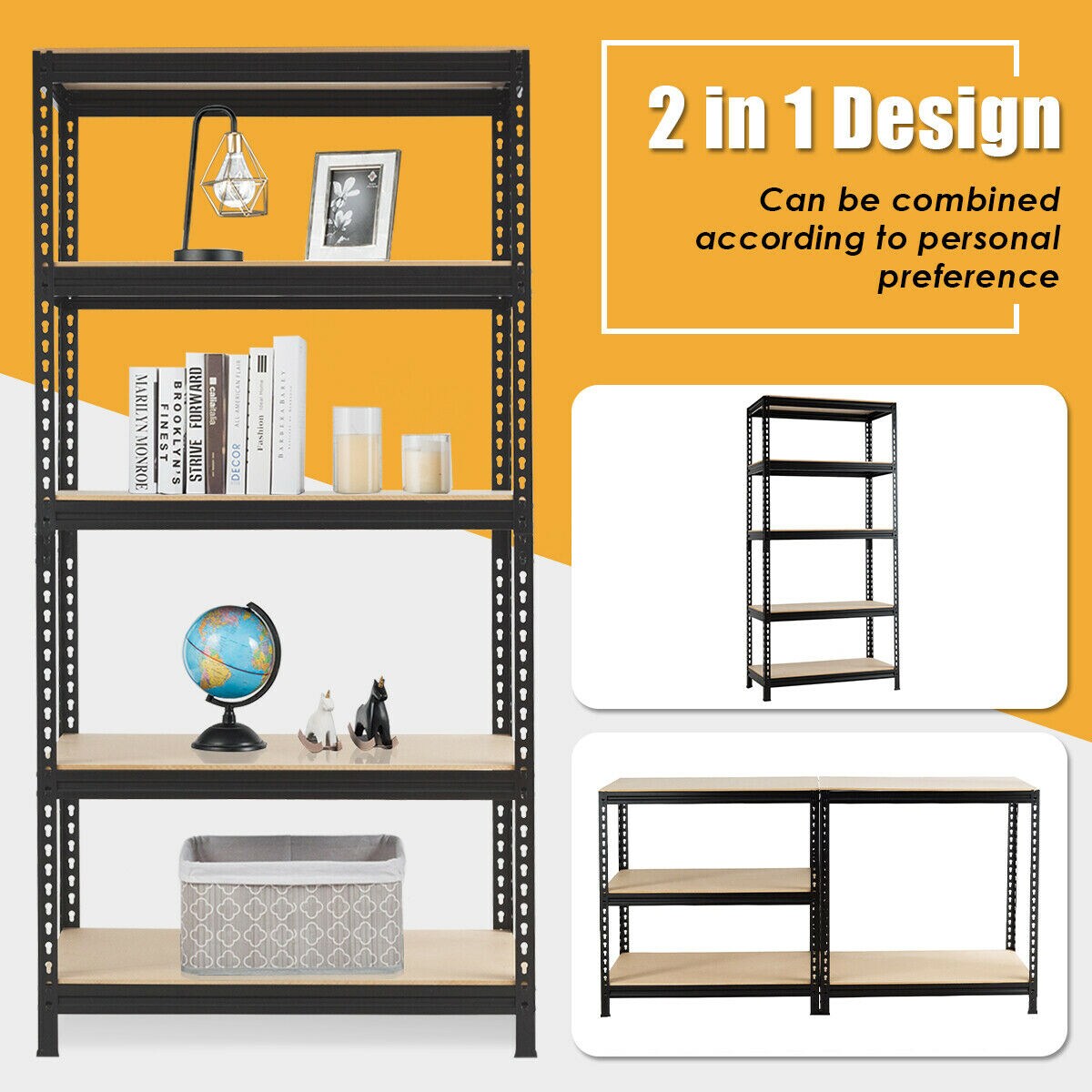 5-Tier Steel Shelving Unit Storage Shelves Heavy Duty Storage Rack