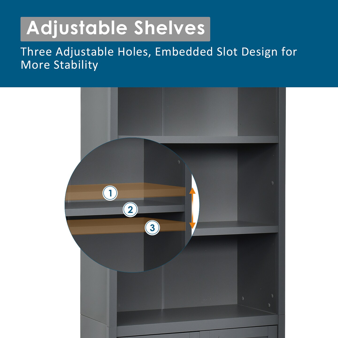 Costway Bookcase Shelving Storage Wooden Cabinet Unit Standing Bookcase W/Doors Gray