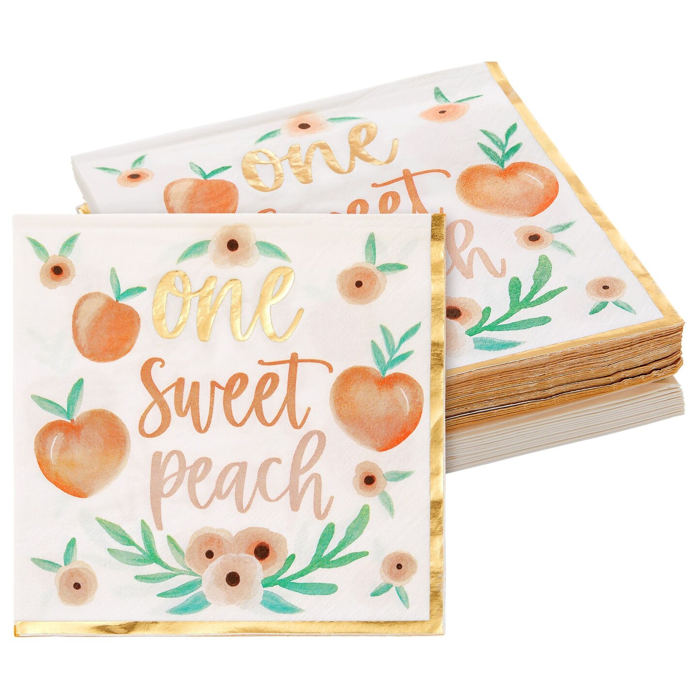 50 Pack Sweet Peach Paper Napkins for Baby Shower, Birthday Party