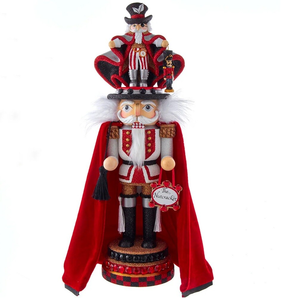 KSA 19.5&#x22; Red and Black Drosselmeyer Hat Christmas Nutcracker