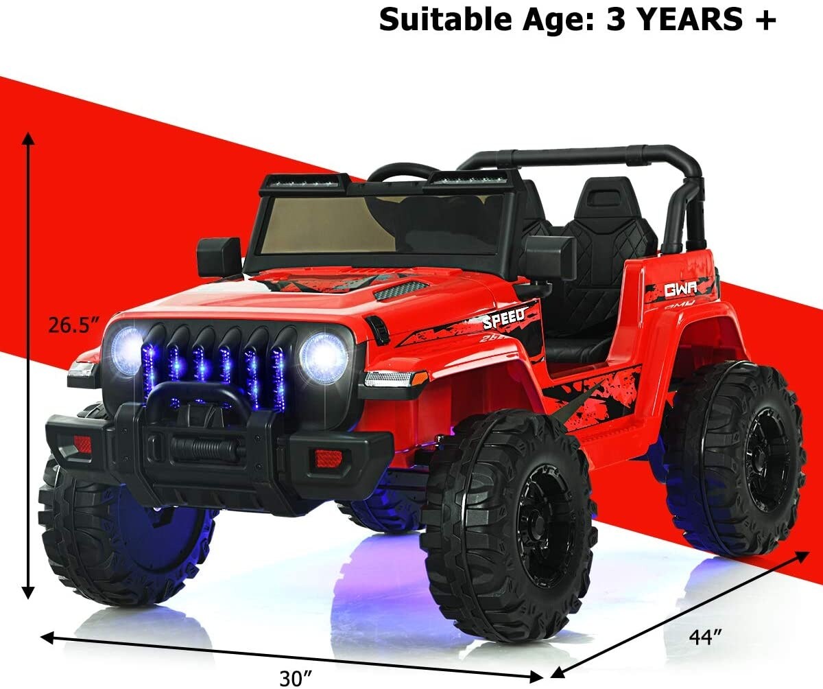 12V Kids Ride-on Jeep Car with 2.4 G Remote Control and LED Light Effects
