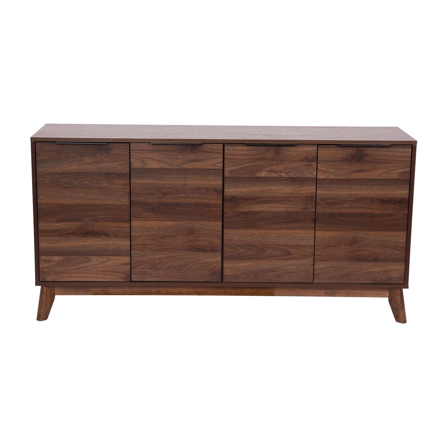 Emma and Oliver Beverly Mid-Century Modern Wooden Buffet with Soft Close Doors, Shelving and Sleek Tapered Legs with Protective Floor Glides