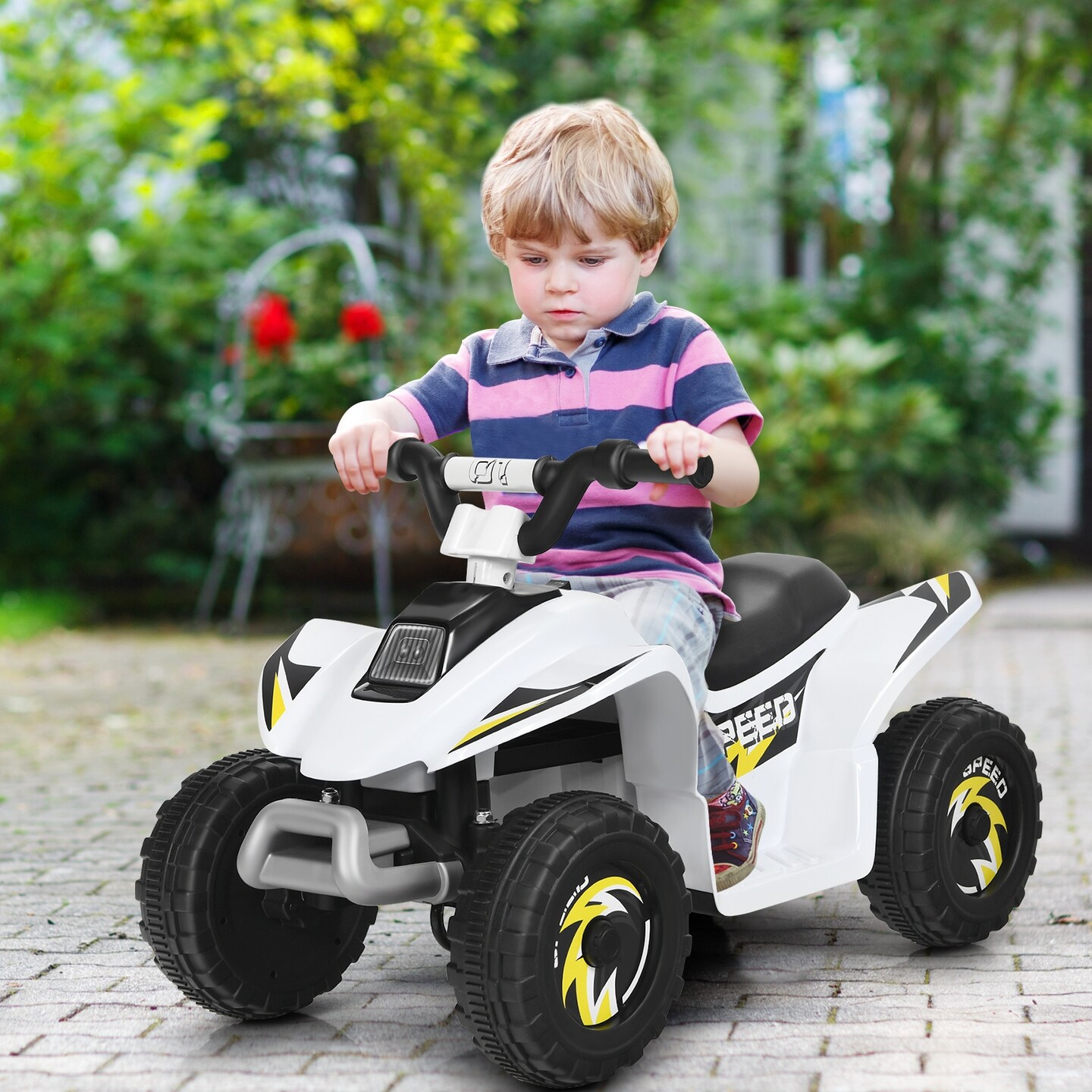 6V Kids Electric 4 Wheels Ride-On Toy with Wear-Resistant Wheels for Indoor Outdoor Use