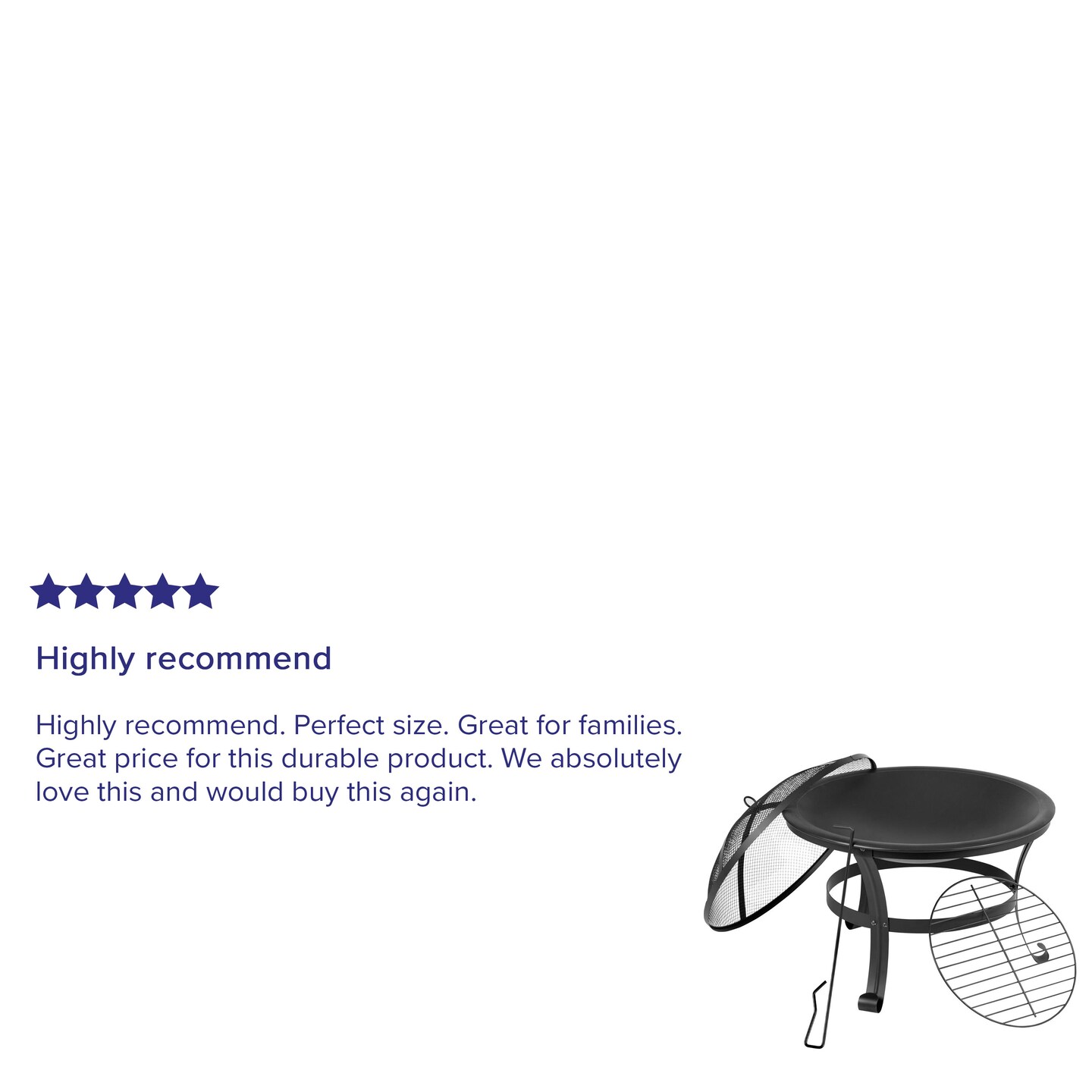 Merrick Lane Bunyan Fire Pit Outdoor Wood Burning Round Iron 22&#x22; Fire Pit For Patio, Backyard, Camping, Picnics With Spark Screen And Poker