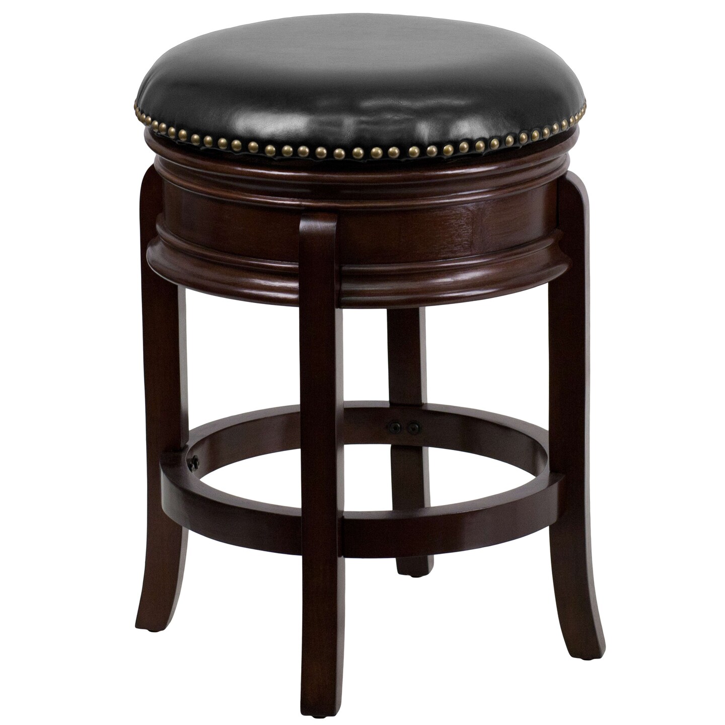 Merrick Lane Clara Backless Wooden Counter Stool with Faux Leather