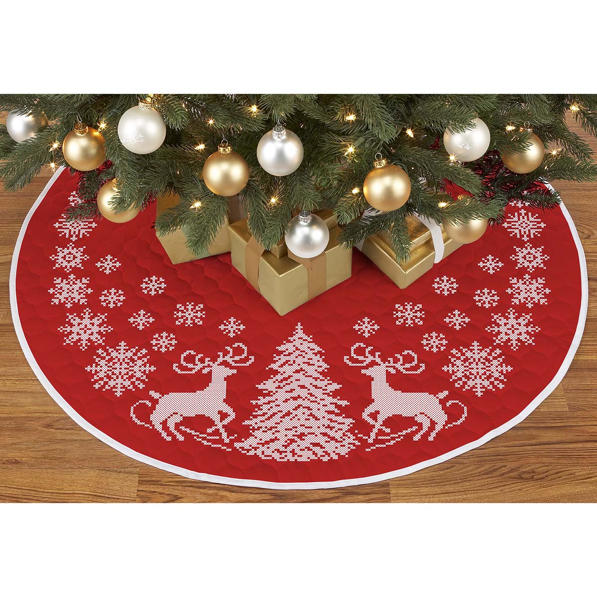 Herrschners Enchanted Winter Tree Skirt Stamped Cross-Stitch Kit