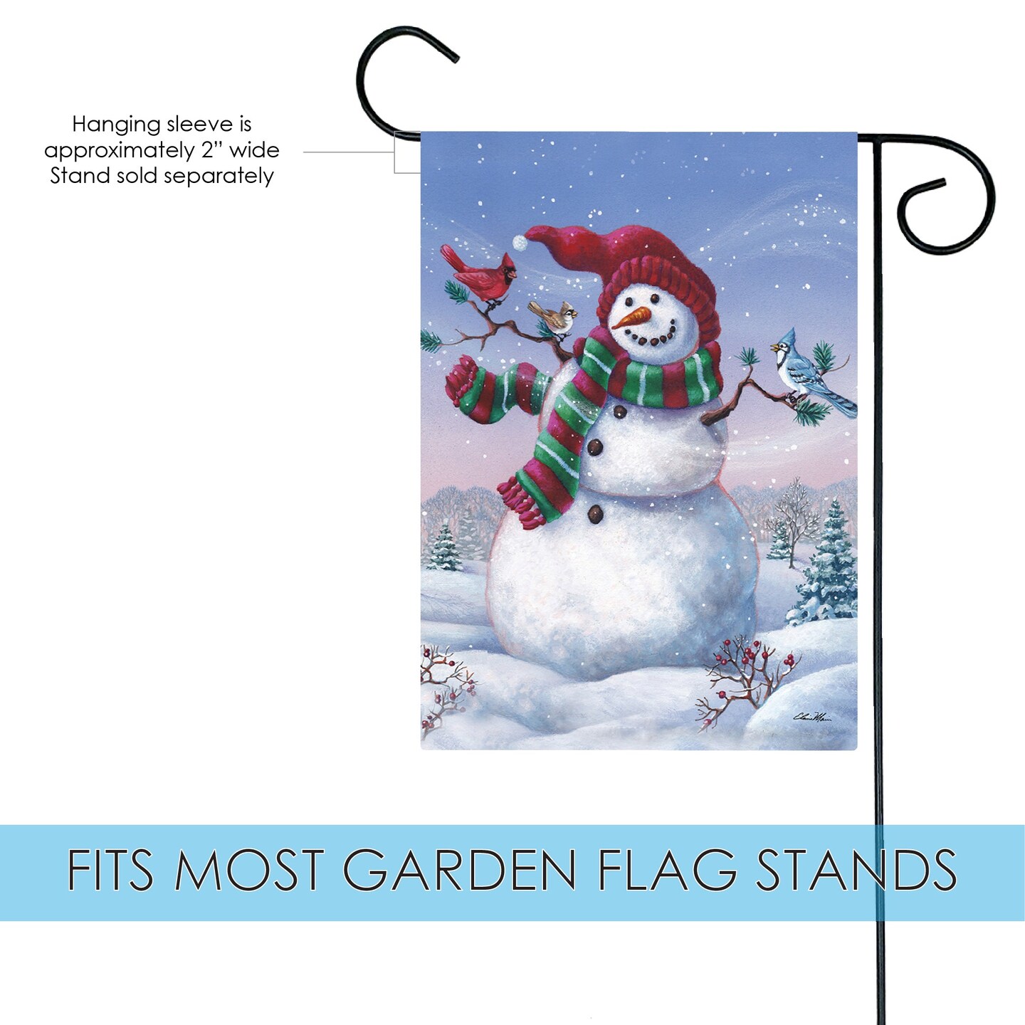 Snowy Birdy Buddy Decorative Winter Flag