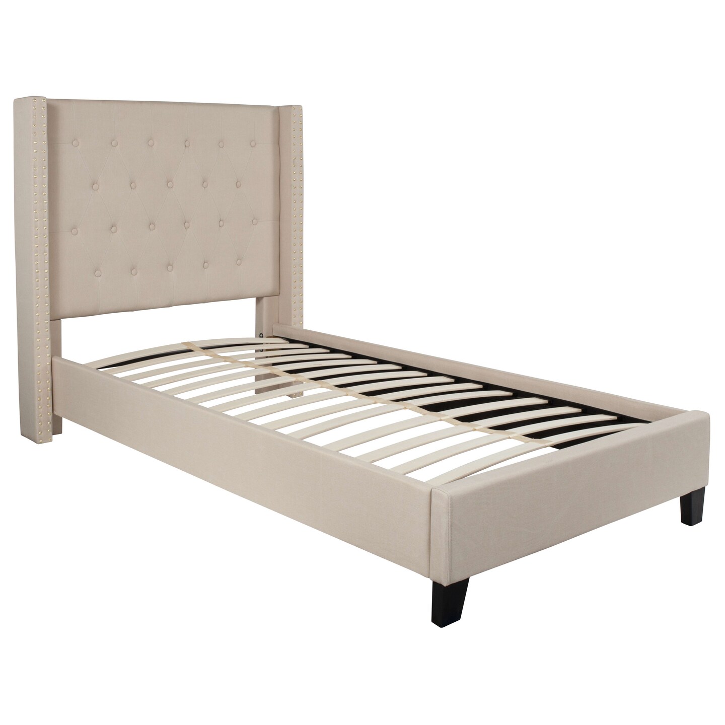 Merrick Lane Chenoa Upholstered Platform Bed with Button Tufted Headboard