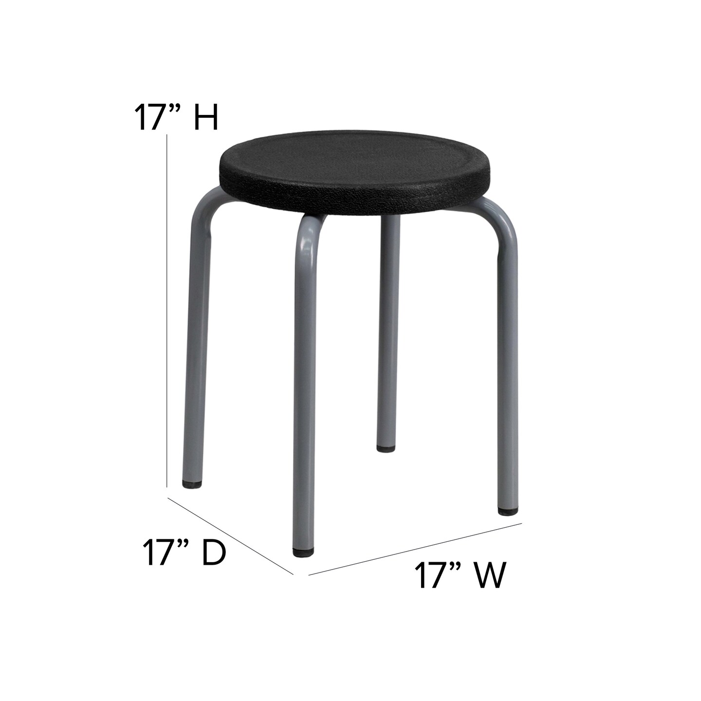 Emma and Oliver Stackable Stool with Silver Powder Coated Frame
