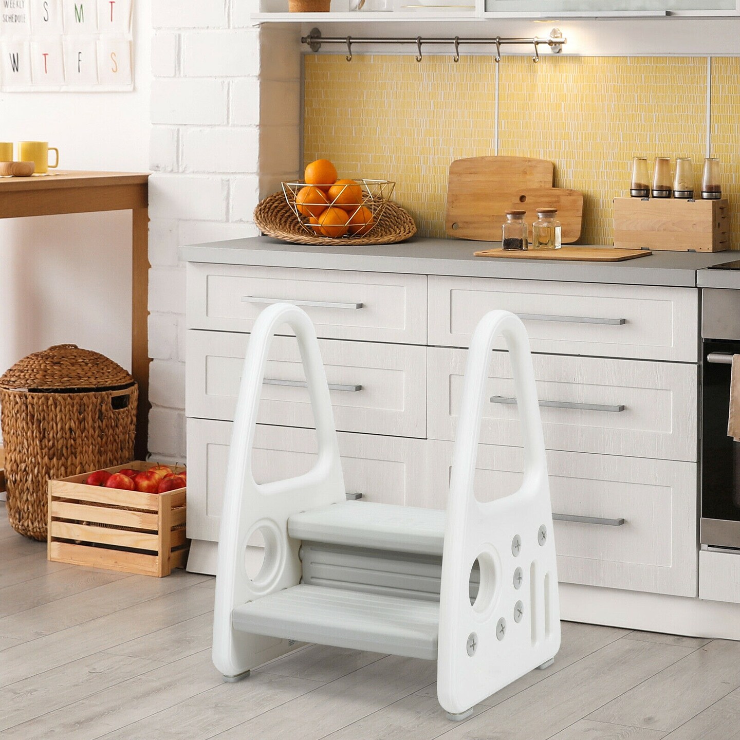 HDPE Double-Tier Kids Step Stool with Safety Armrests