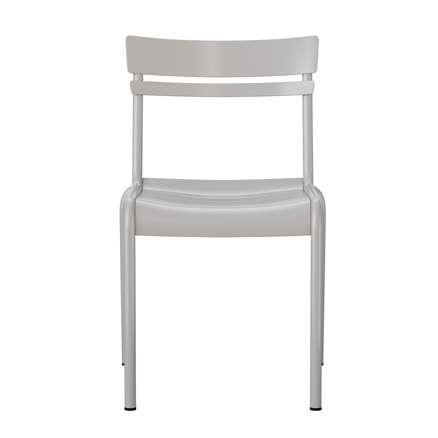 Emma and Oliver Rennes Armless Powder Coated Steel Stacking Dining Chair with 2 Slat Back for Indoor-Outdoor Use