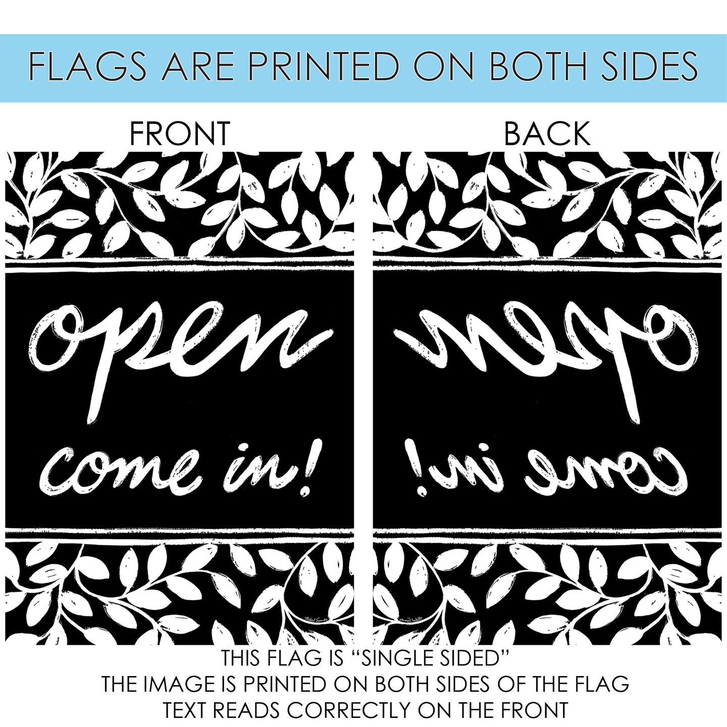 Chalkboard Open Decorative Open Flag