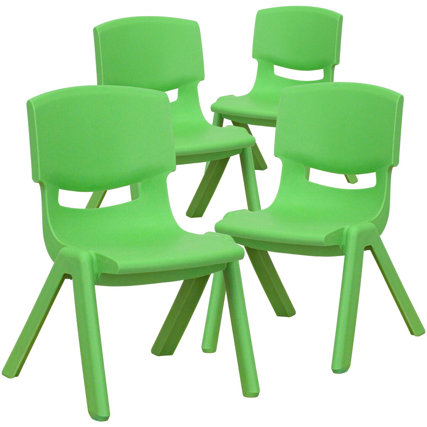Emma and Oliver 4 Pack Plastic Stackable Pre-K/School Chairs with 10.5&#x22;H Seat