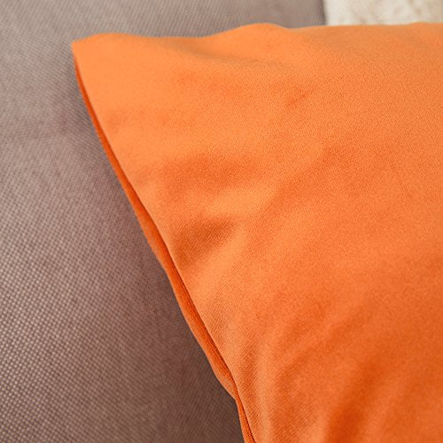 MIULEE Fall Pack of 2 Velvet Soft Solid Decorative Square Throw Pillow Covers Set Cushion Case for Sofa Bedroom Car 16x16 Inch 40x40 Cm Orange