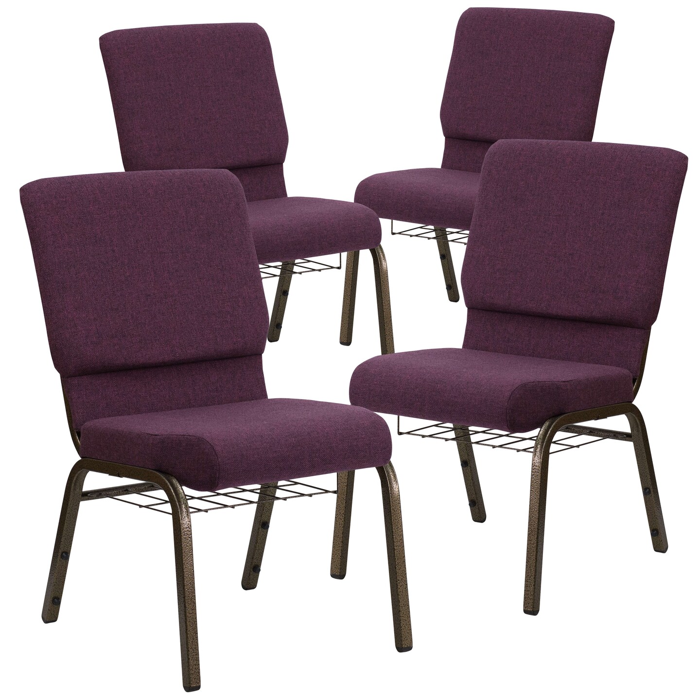 Emma and Oliver 4 Pack 18.5&#x27;&#x27;W Church Chair with Book Rack
