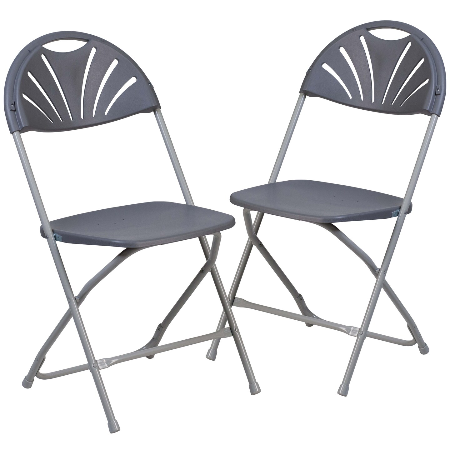 Emma and Oliver 2 Pack Wedding Party Event Fan Back Plastic Folding Chair Home Office