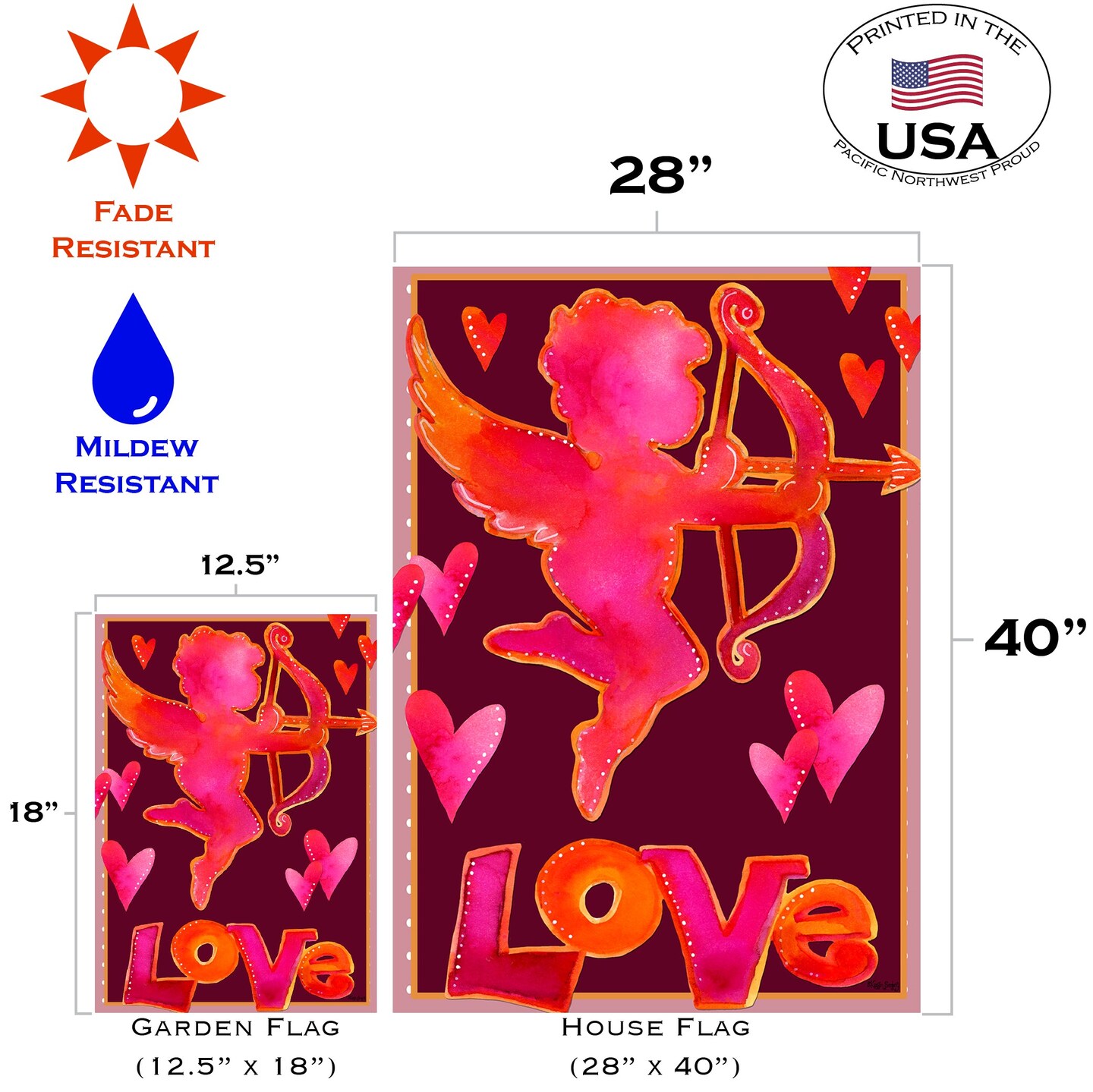 Cupid&#x27;s Arrow Decorative Valentine Flag