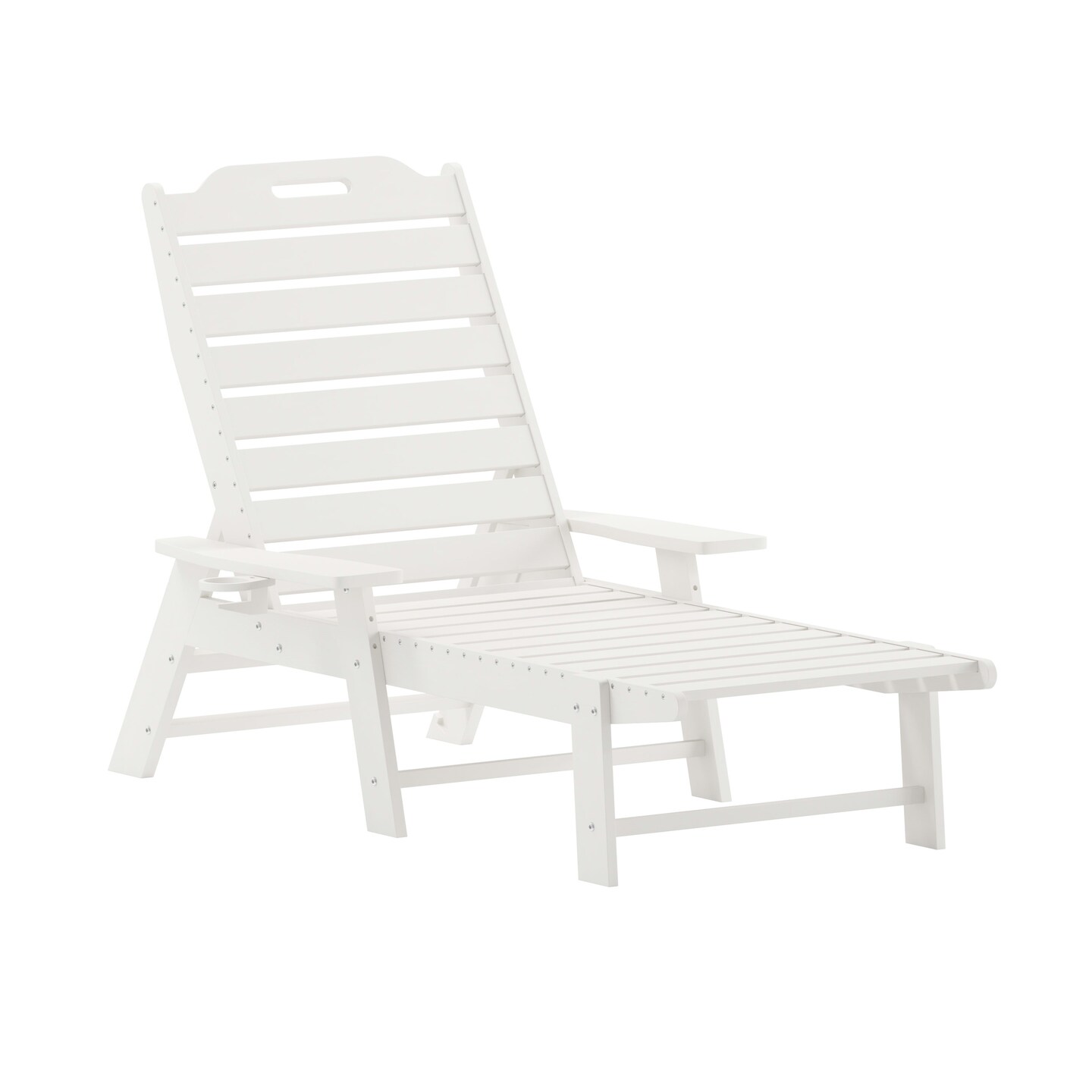 Merrick Lane Gaylord Adjustable Adirondack Lounger with Cup Holder- All-Weather Indoor/Outdoor HDPE Lounge Chair