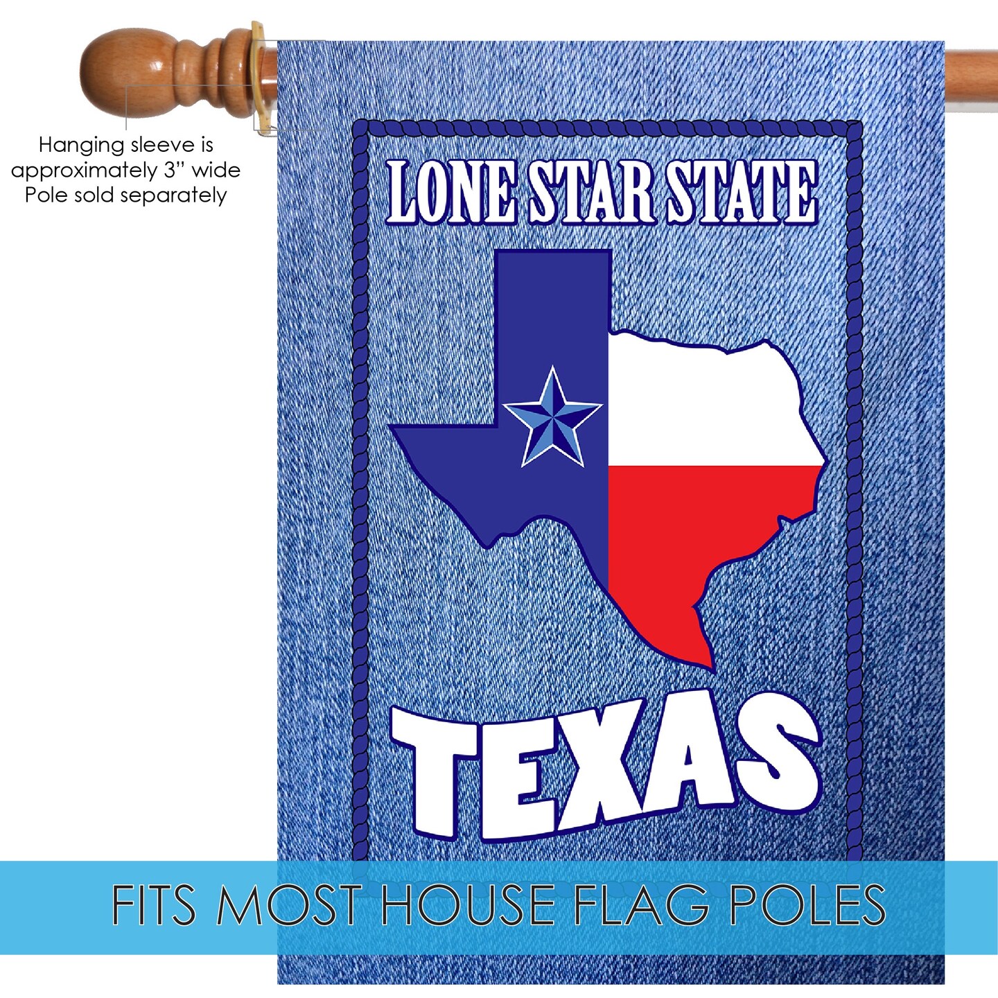 Lone Star Denim Decorative Texas Flag