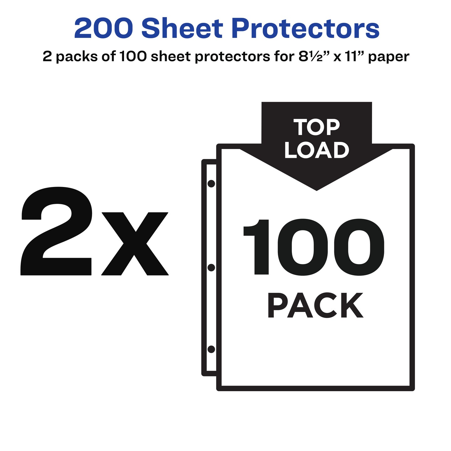 Avery Semi-Clear Standard Weight Sheet Protectors for 3 Ring Binders, Top Load, 2 Packs, 200 Page Protectors Total (46021)