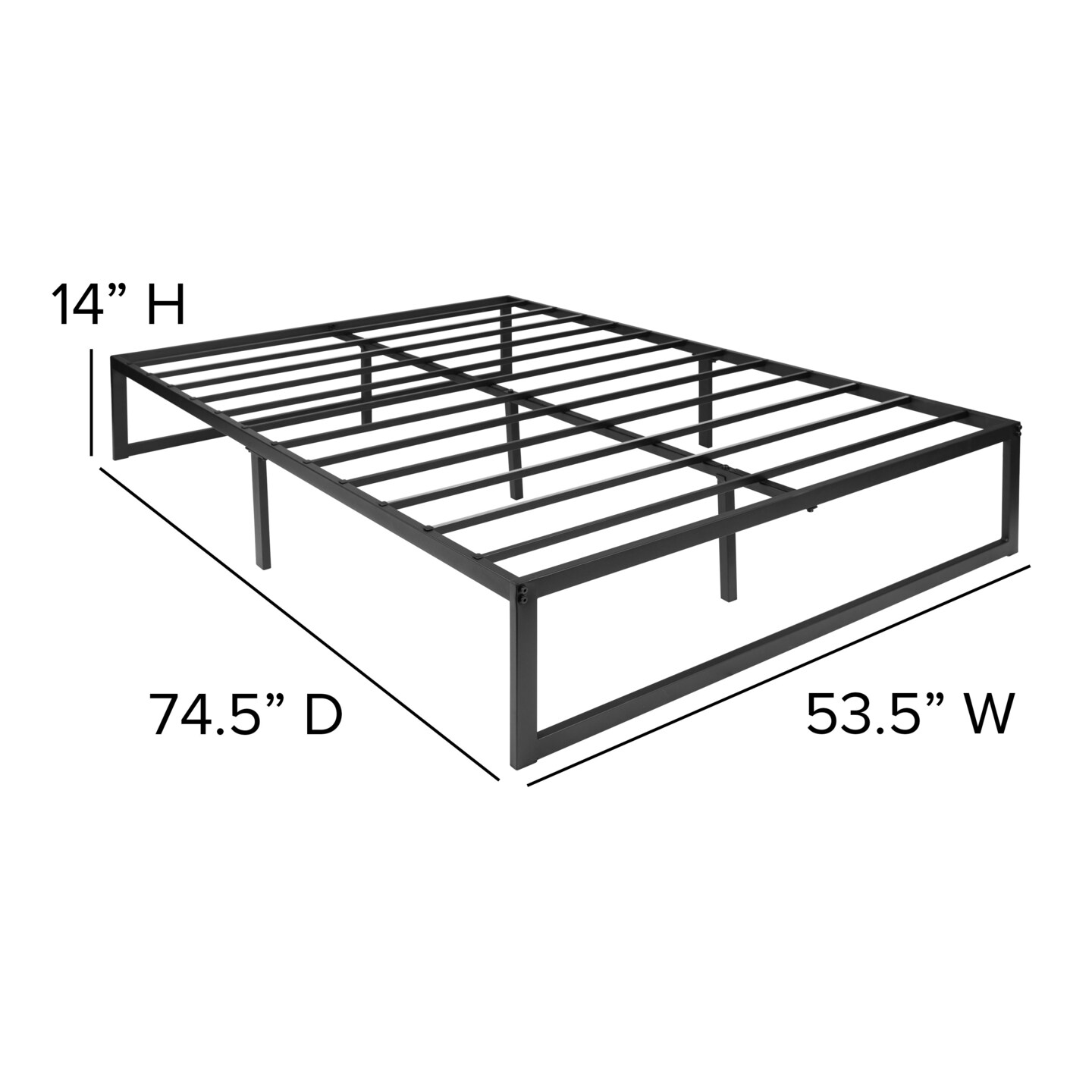 Emma and Oliver 14" Platform Bed Frame & 10" Mattress in a Box - No Box Spring Required