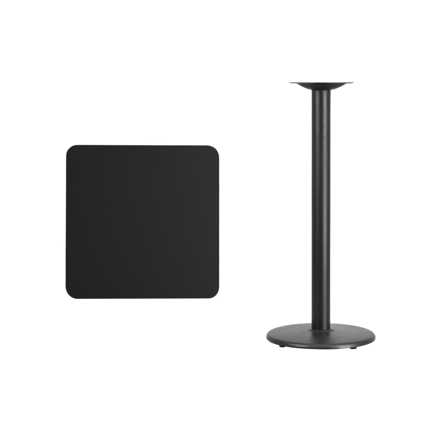 Emma and Oliver 24&#x22; Square Laminate Table Top with 18&#x22; Round Bar Height Table Base
