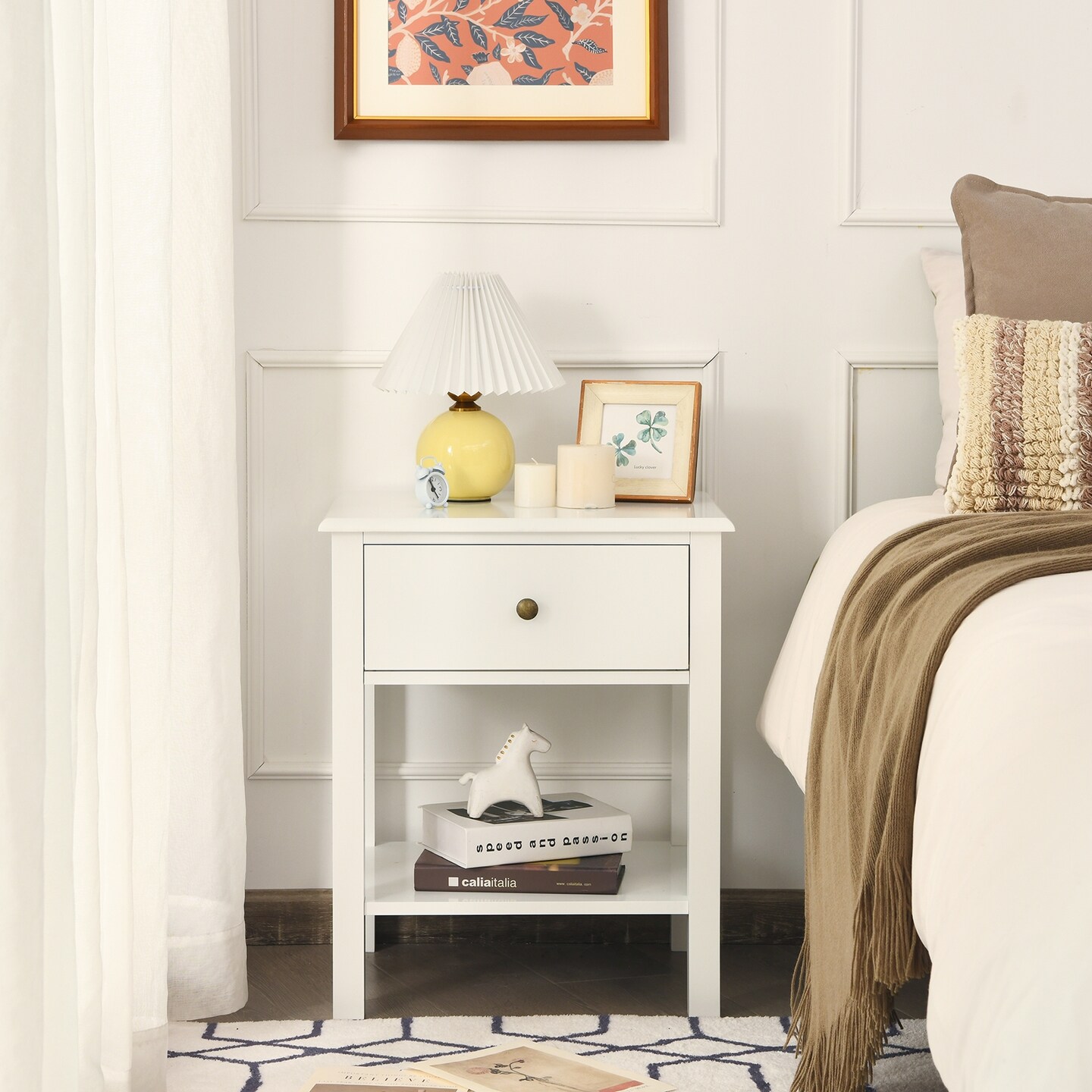Nightstand End Table with Drawer and Storage Shelf Perfect for Any Place
