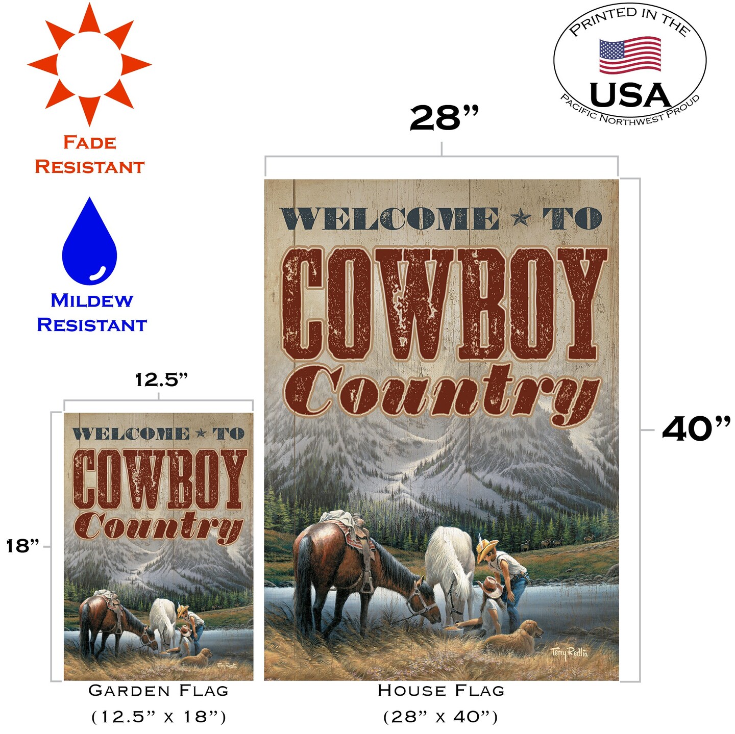 Cowboy Country Decorative Welcome Flag